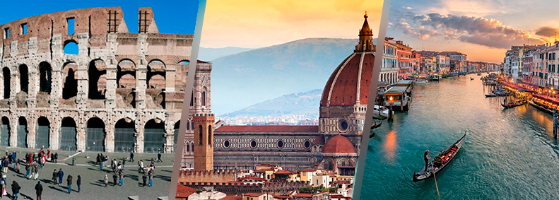 Roma, Florencia y Venecia en tren